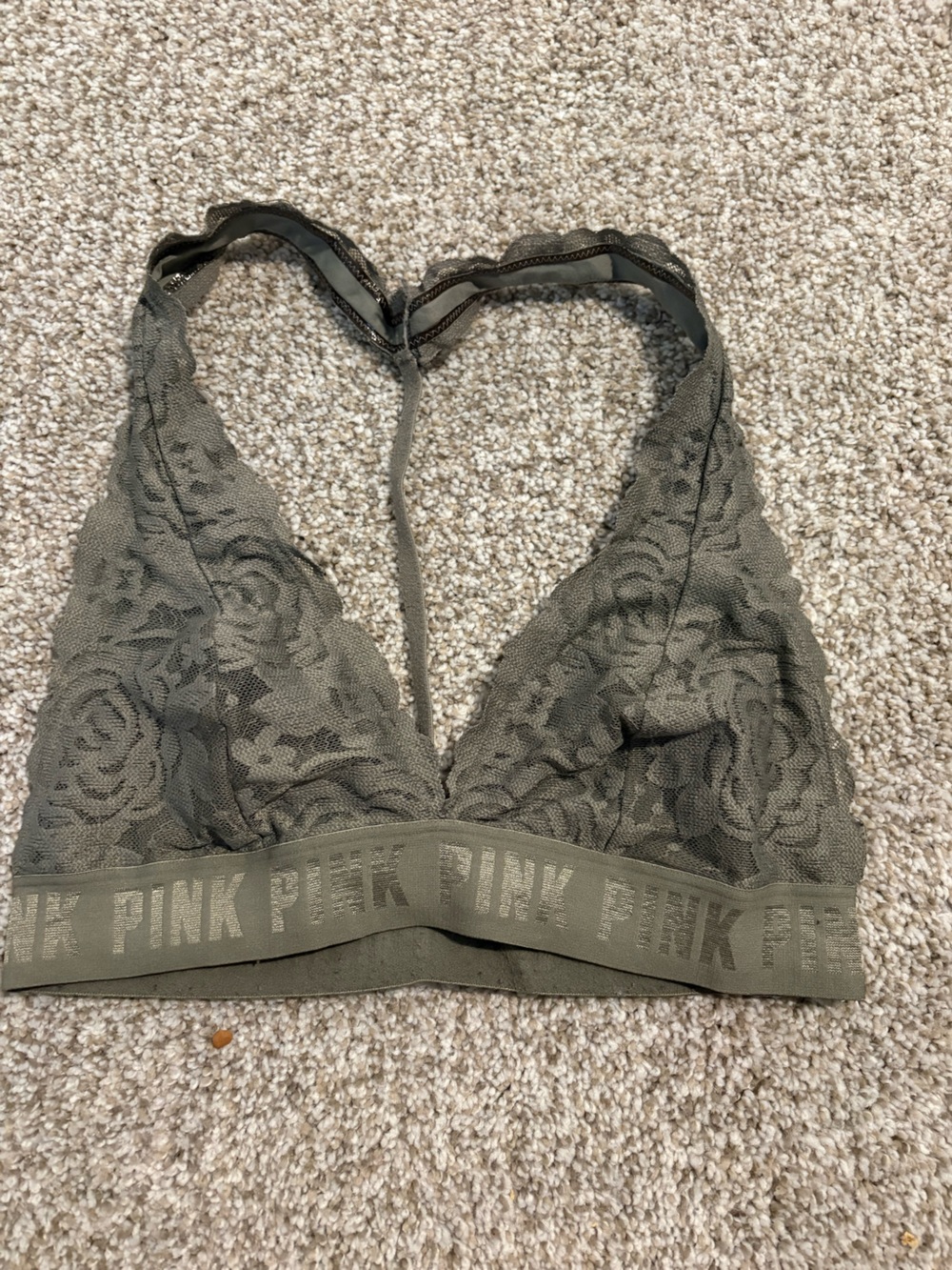 PINK Victoria's Secret Olive Green Lace Bralette